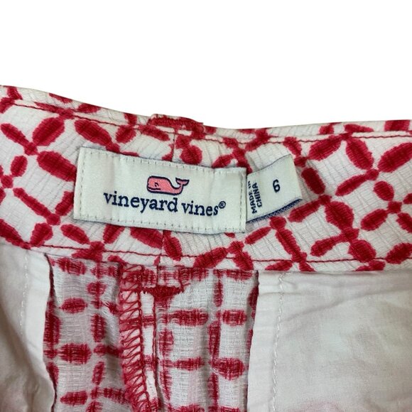 Vineyard Vines Red White Grid Shorts 6 Preppy Summer Resort Coastal Cotton Chic - Picture 2 of 3